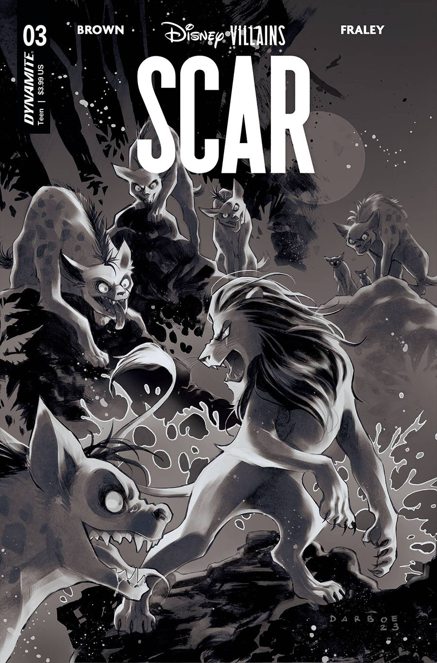 Disney Villains Scar #3 Cover I Incentive Karen S Darboe Black & White Cover