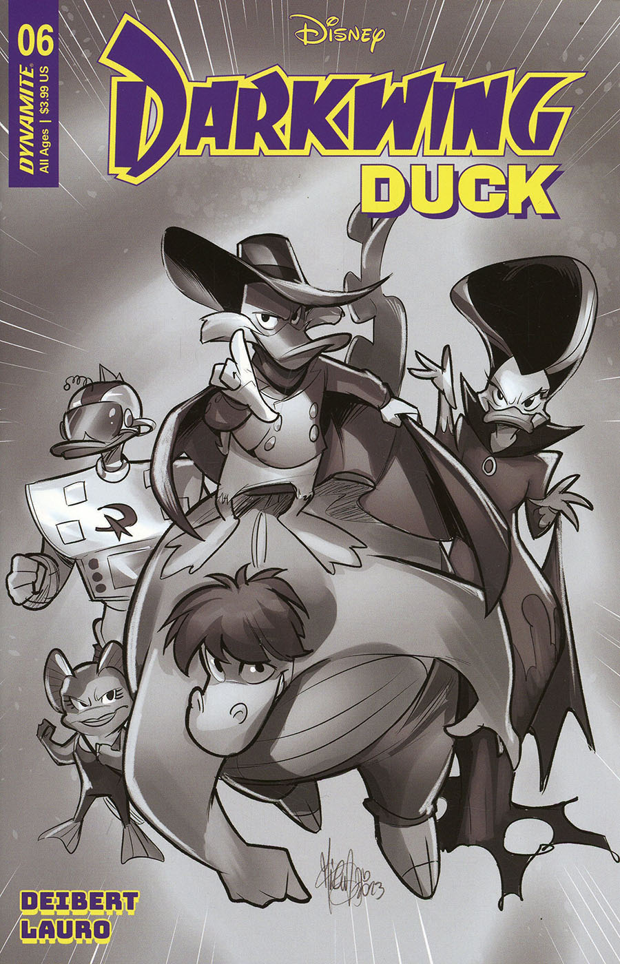 Darkwing Duck Vol 3 #6 Cover I Incentive Mirka Andolfo Black & White Cover