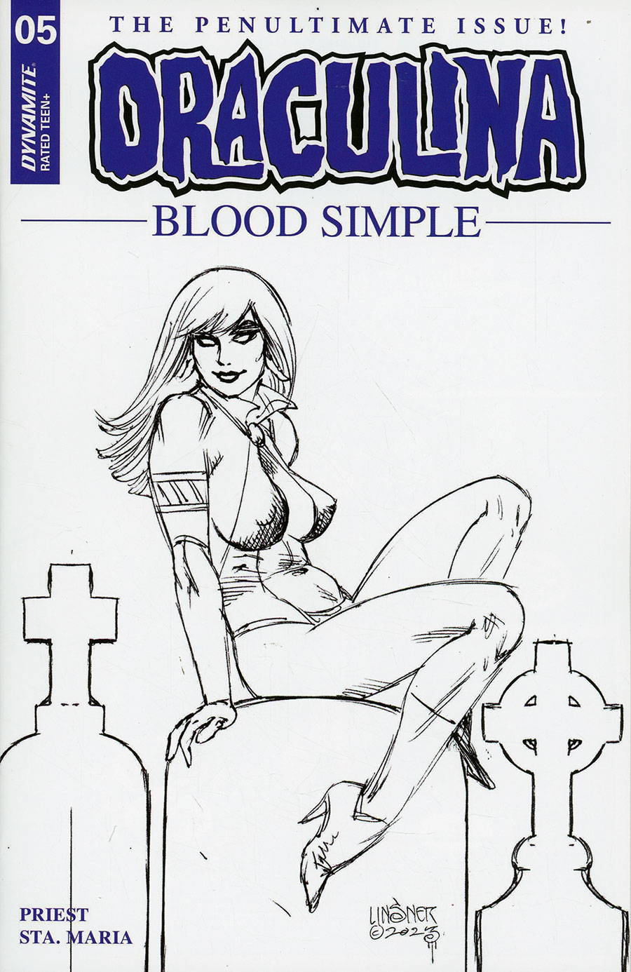 Draculina Blood Simple #5 Cover G Incentive Joseph Michael Linsner Line Art Cover