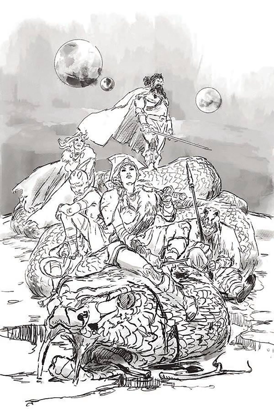 Mighty Barbarians #3 Cover I Incentive Caitlin Yarski Line Art Cover