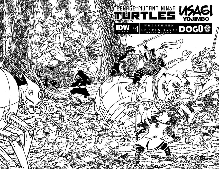 Teenage Mutant Ninja Turtles Usagi Yojimbo WhereWhen #4 Cover D Incentive Stan Sakai Black & White Cover