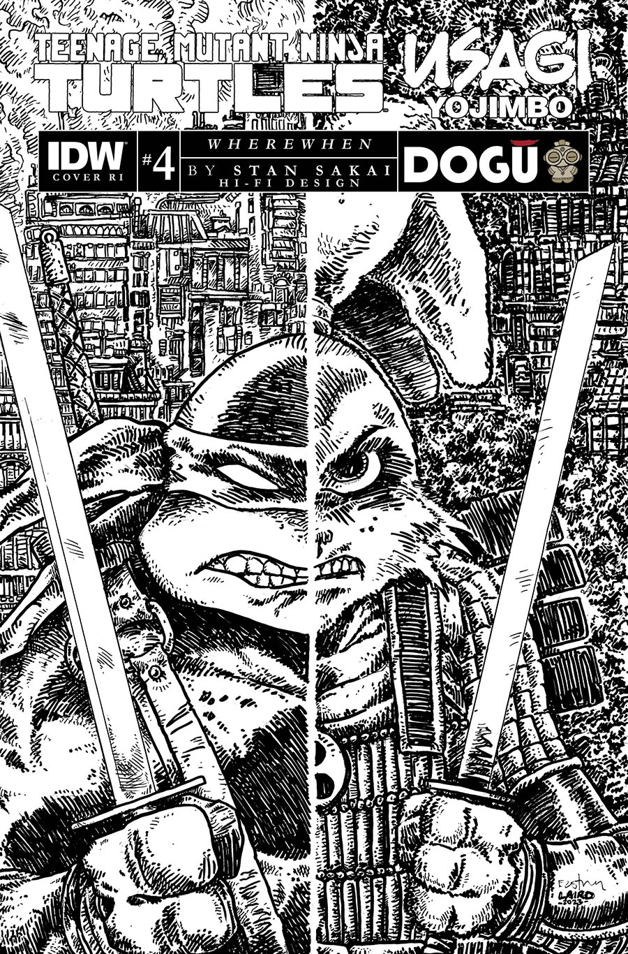 Teenage Mutant Ninja Turtles Usagi Yojimbo WhereWhen #4 Cover F Incentive Kevin Eastman Black & White Cover
