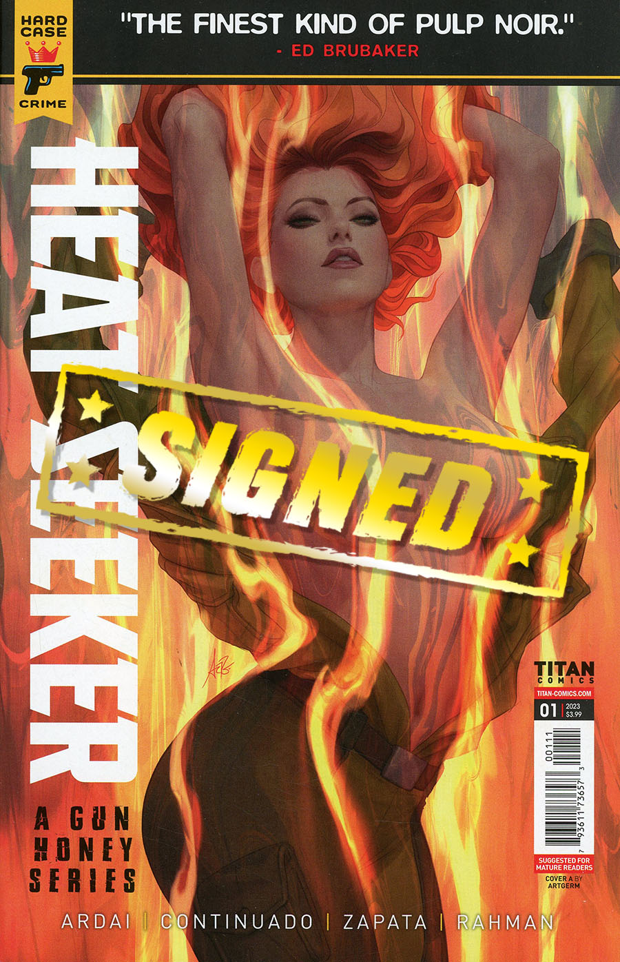 Hard Case Crime Heat Seeker A Gun Honey Series #1 Cover K Regular Stanley Artgerm Lau Cover Signed By Charles Ardai