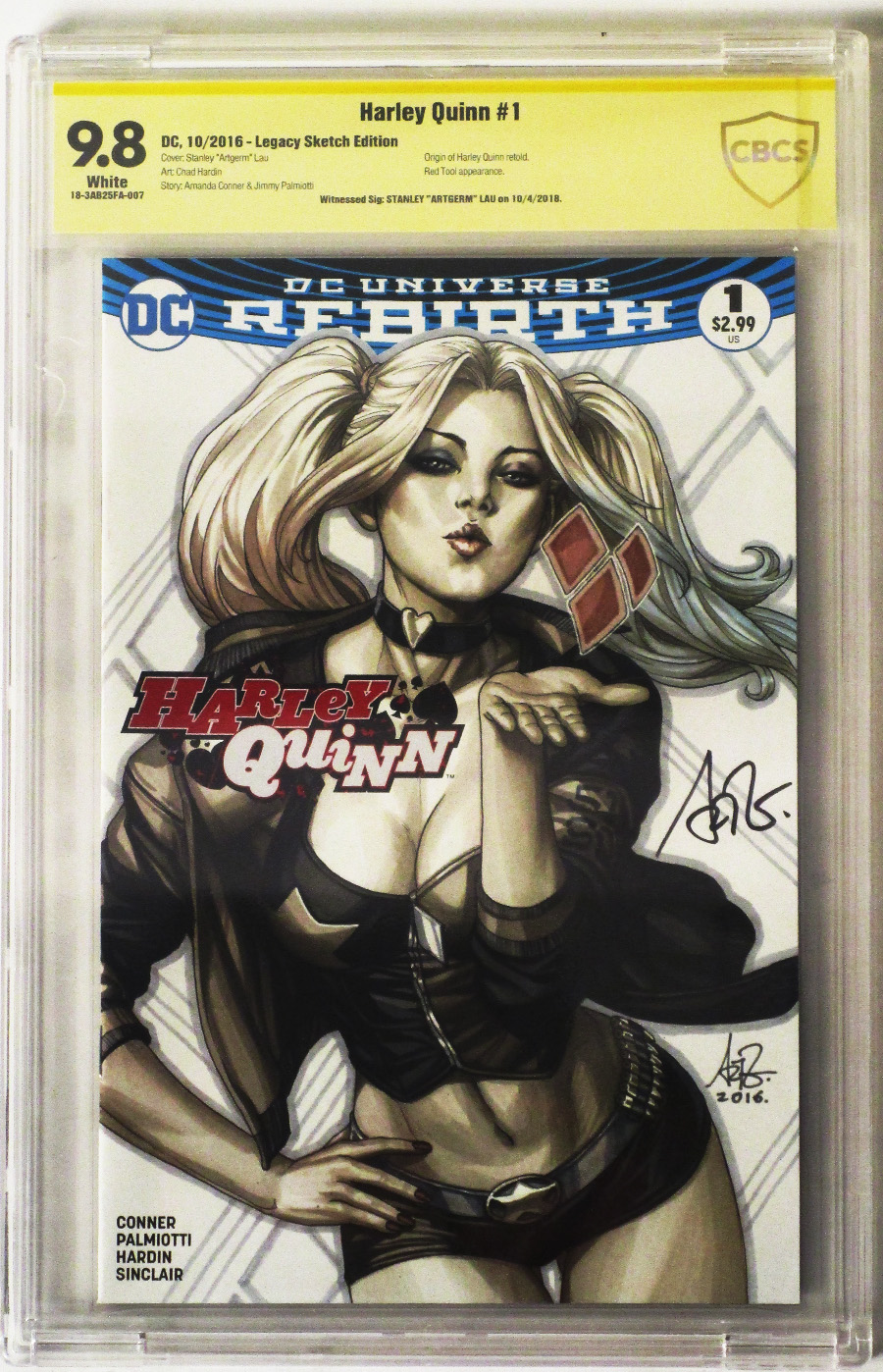 Harley Quinn Vol 3 #1 Cover Z CBCS 9.8 Stanley Artgerm Lau Cover Signed by Stanley Artgerm Lau 