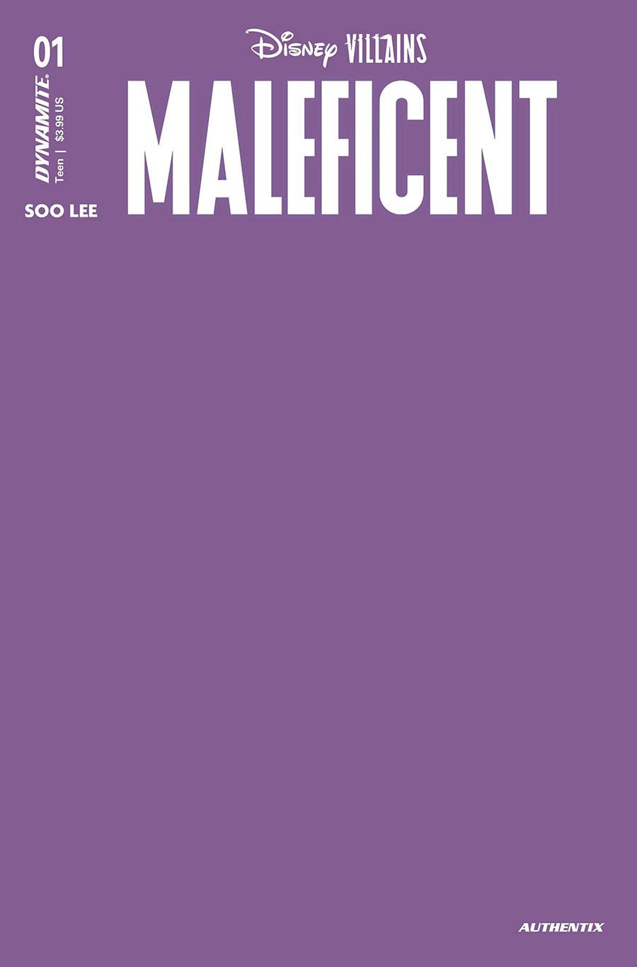 Disney Villains Maleficent #1 Cover X Variant Purple Blank Authentix Cover