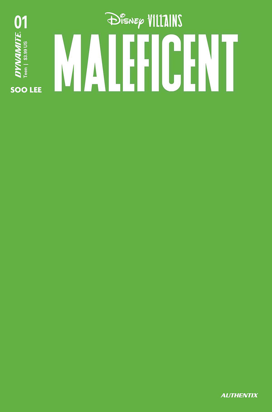Disney Villains Maleficent #1 Cover Y Variant Green Blank Authentix Cover