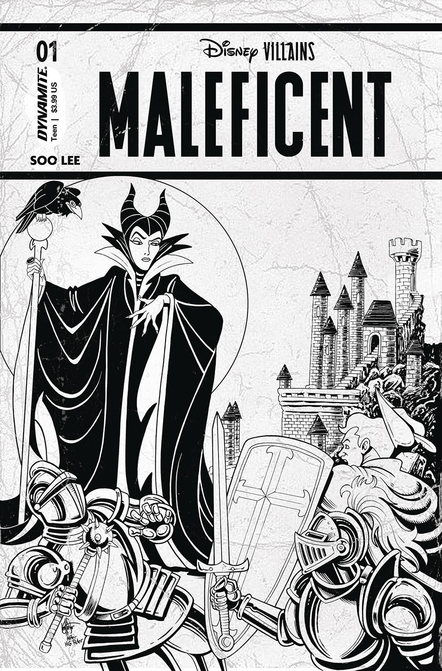 Disney Villains Maleficent #1 Cover Z Incentive Ken Haeser Black & White Cover