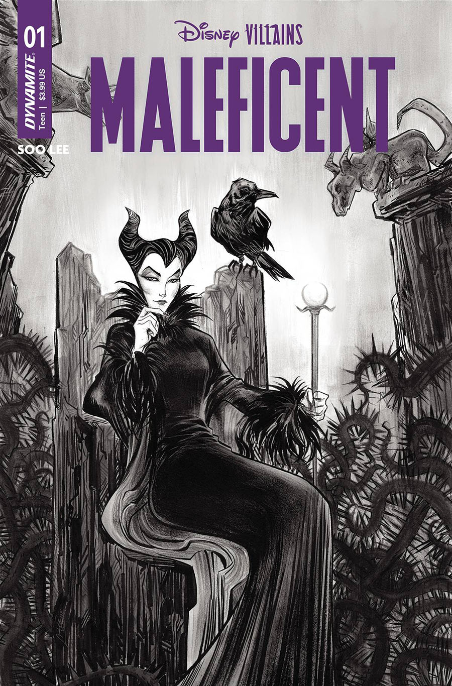 Disney Villains Maleficent #1 Cover Z-A Incentive Soo Lee Black & White Cover