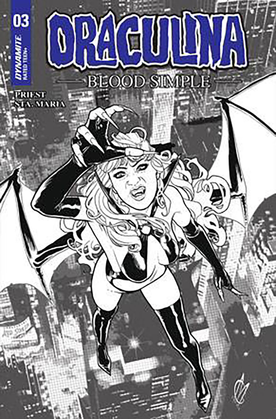 Draculina Blood Simple #3 Cover O Incentive Giuseppe Matteoni Black & White Cover