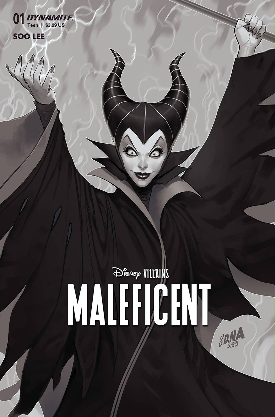 Disney Villains Maleficent #1 Cover Z-E Incentive David Nakayama Black & White Cover