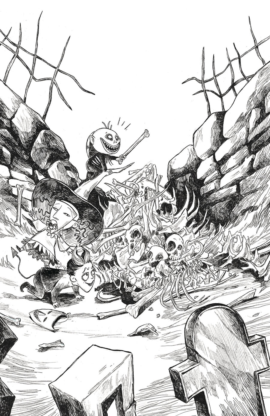 Nightmare Before Christmas Battle For Pumpkin King #4 Cover B Variant Black & White Virgin Cover