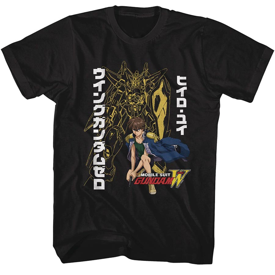 Mobile Suit Gundam Wing Heero Yuy & Wing Gundam T-Shirt Large
