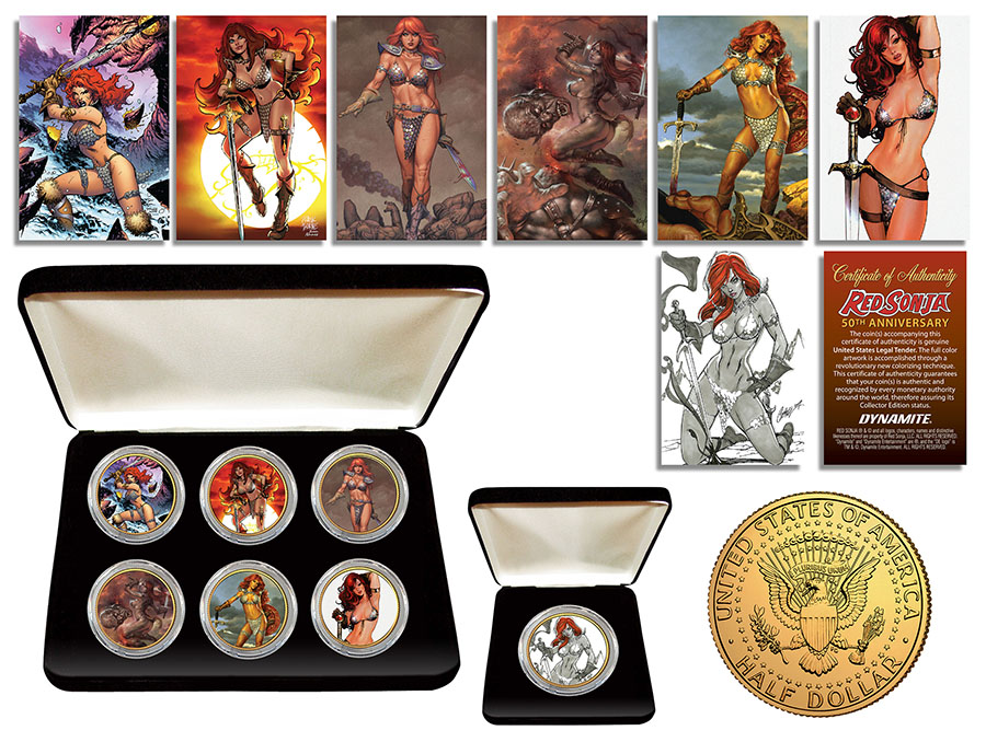 Red Sonja Gold Collectible Coin Case Plus Frank Thorne Bonus Coin