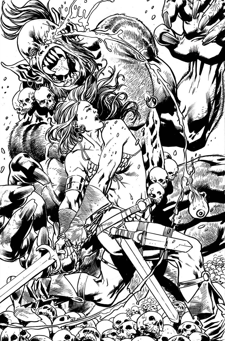 Red Sonja Vol 10 #1 Cover Z Incentive Bryan Hitch Line Art Virgin Cover