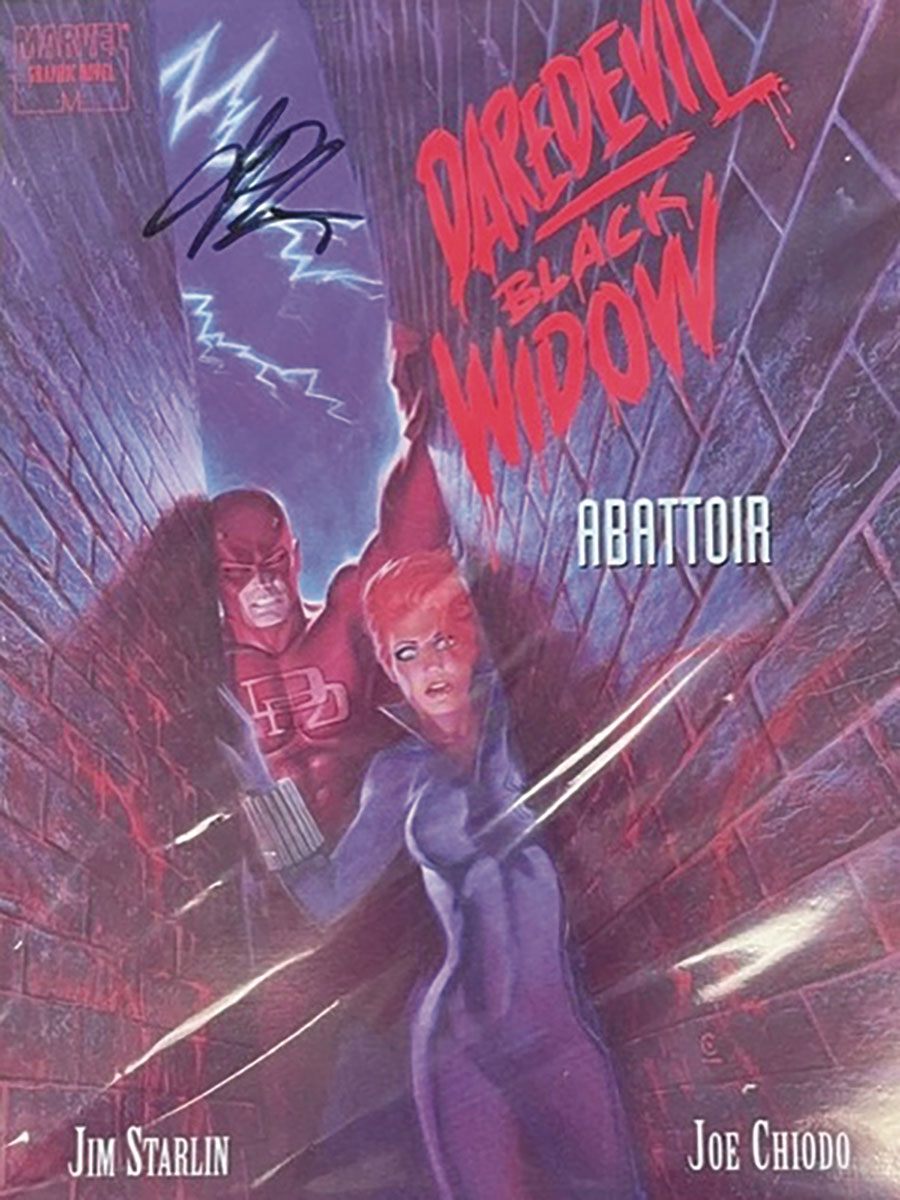 Daredevil Black Widow Abattoir Marvel Graphic Novel Cover B DF Jim Starlin Personal File Copy Signed By Jim Starlin