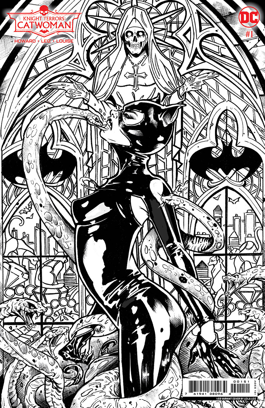Knight Terrors Catwoman #1 Cover F Incentive Leila Leiz Black & White Card Stock Variant Cover