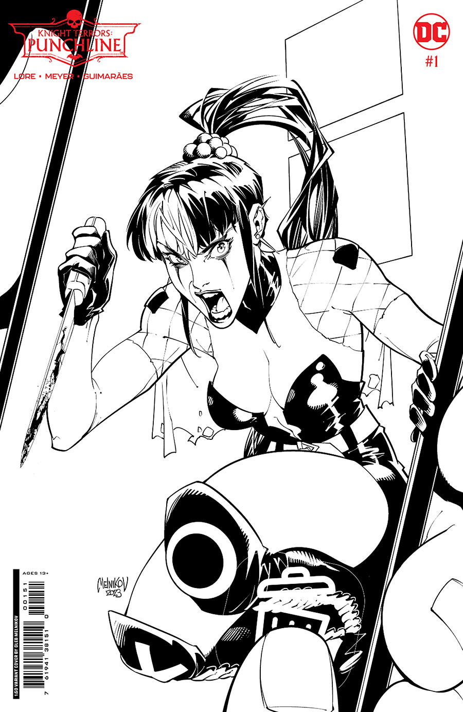 Knight Terrors Punchline #1 Cover F Incentive Gleb Melnikov Black & White Card Stock Variant Cover