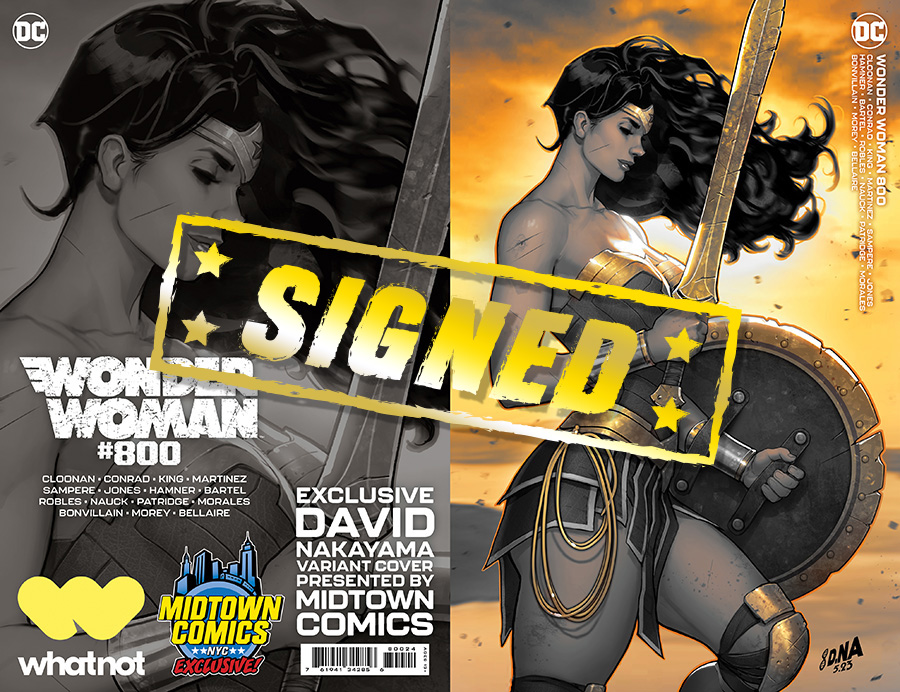 Wonder Woman Vol 5 #800  Midtown Exclusive David Nakayama Black & White & Gold Minimal Dress Variant Signed By David Nakayama