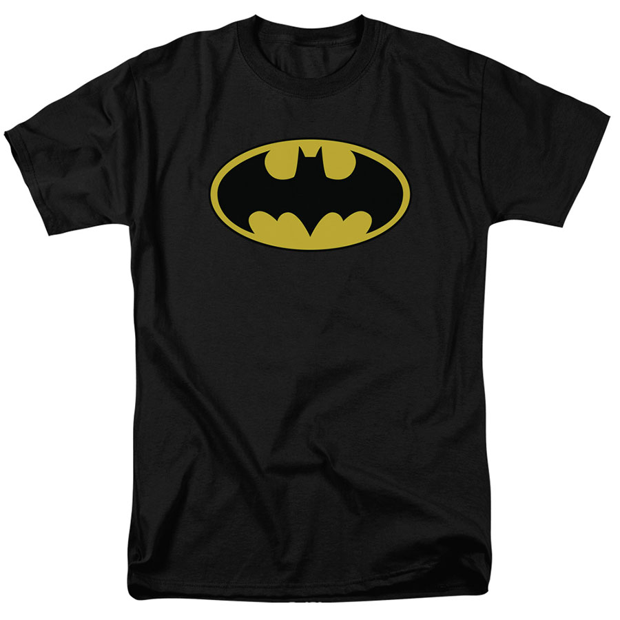 Batman Classic Logo Black Womens T-Shirt Large