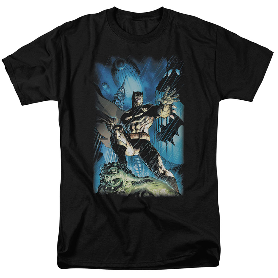 Batman Dark Knight Stormy Black Mens T-Shirt Large