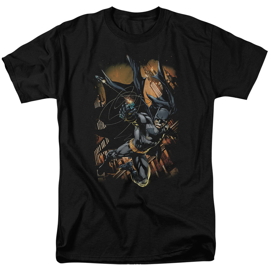 Batman Grappling Hook Black Mens T-Shirt Large