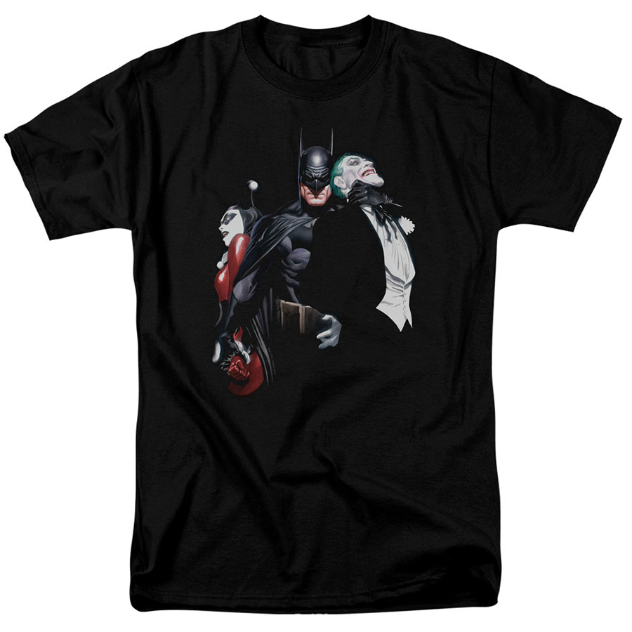 Batman Joker Harley Quinn By Alex Ross Black Mens T-Shirt Large