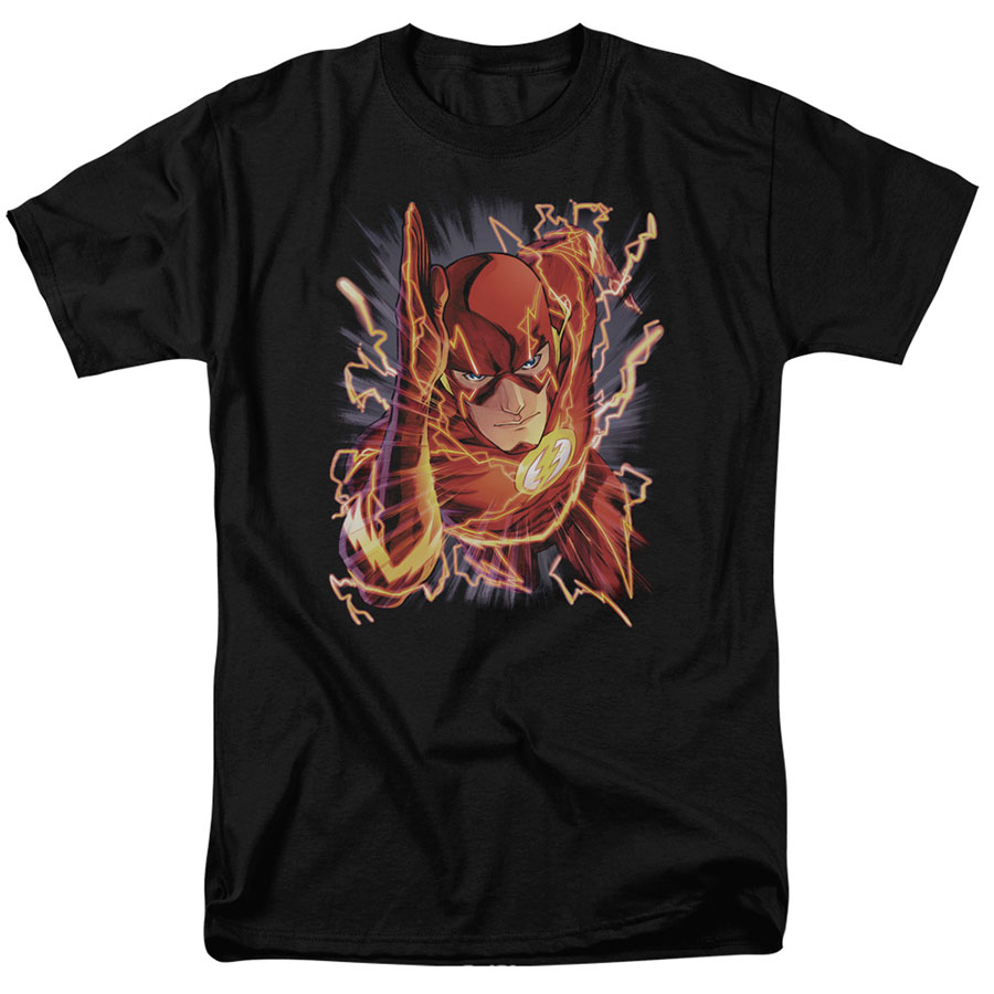Flash New 52 Running Forward Black Mens T-Shirt Large