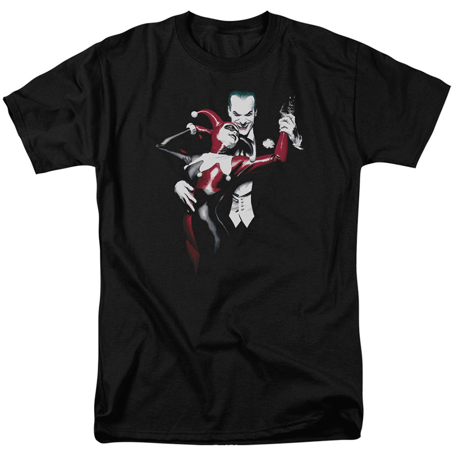 Joker Harley Quinn By Alex Ross Black Mens T-Shirt Large