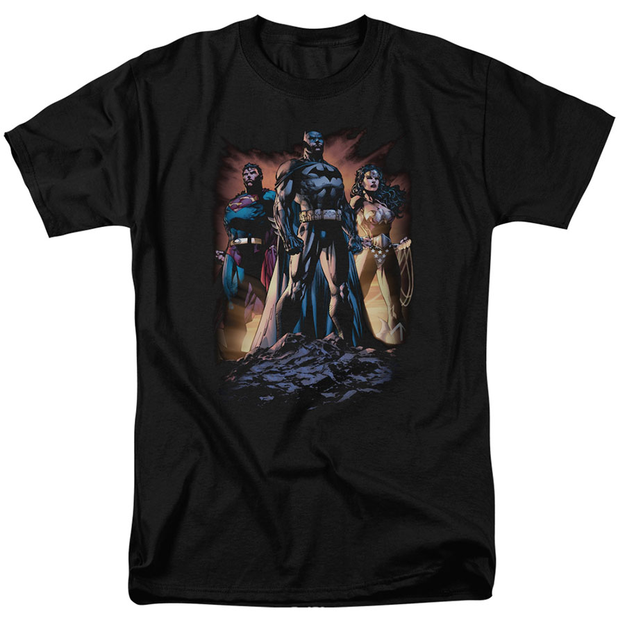 Justice League Trinity Black Womens T-Shirt Large