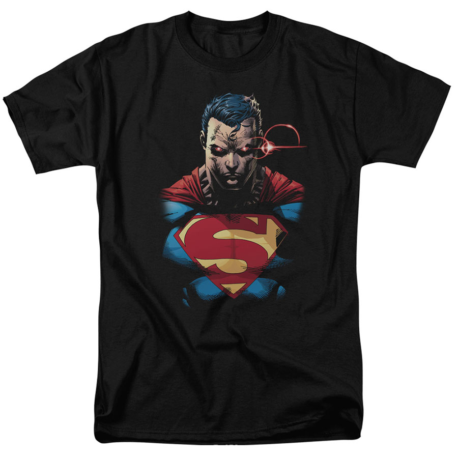 Superman Displeased Portrait Black Womens T-Shirt Large