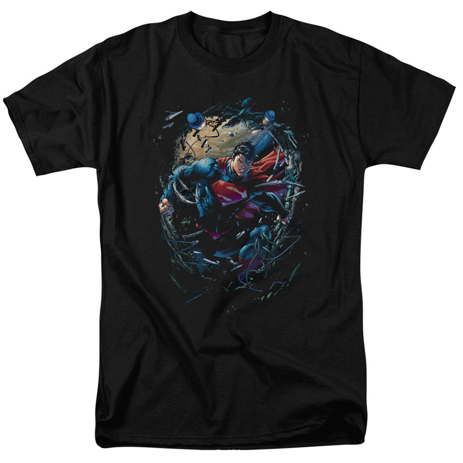 Superman Unchained By Jim Lee Black Mens T-Shirt Large