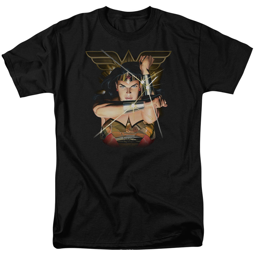 Wonder Woman Deflection By Alex Ross Black Womens T-Shirt Large