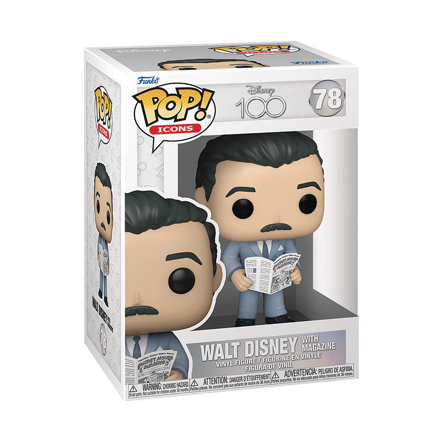POP Icons Disney 100 Walt Disney With Magazine Vinyl Figure