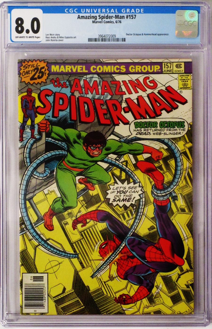 Amazing Spider-Man #157 Cover C 25-Cent Regular Edition CGC 8.0