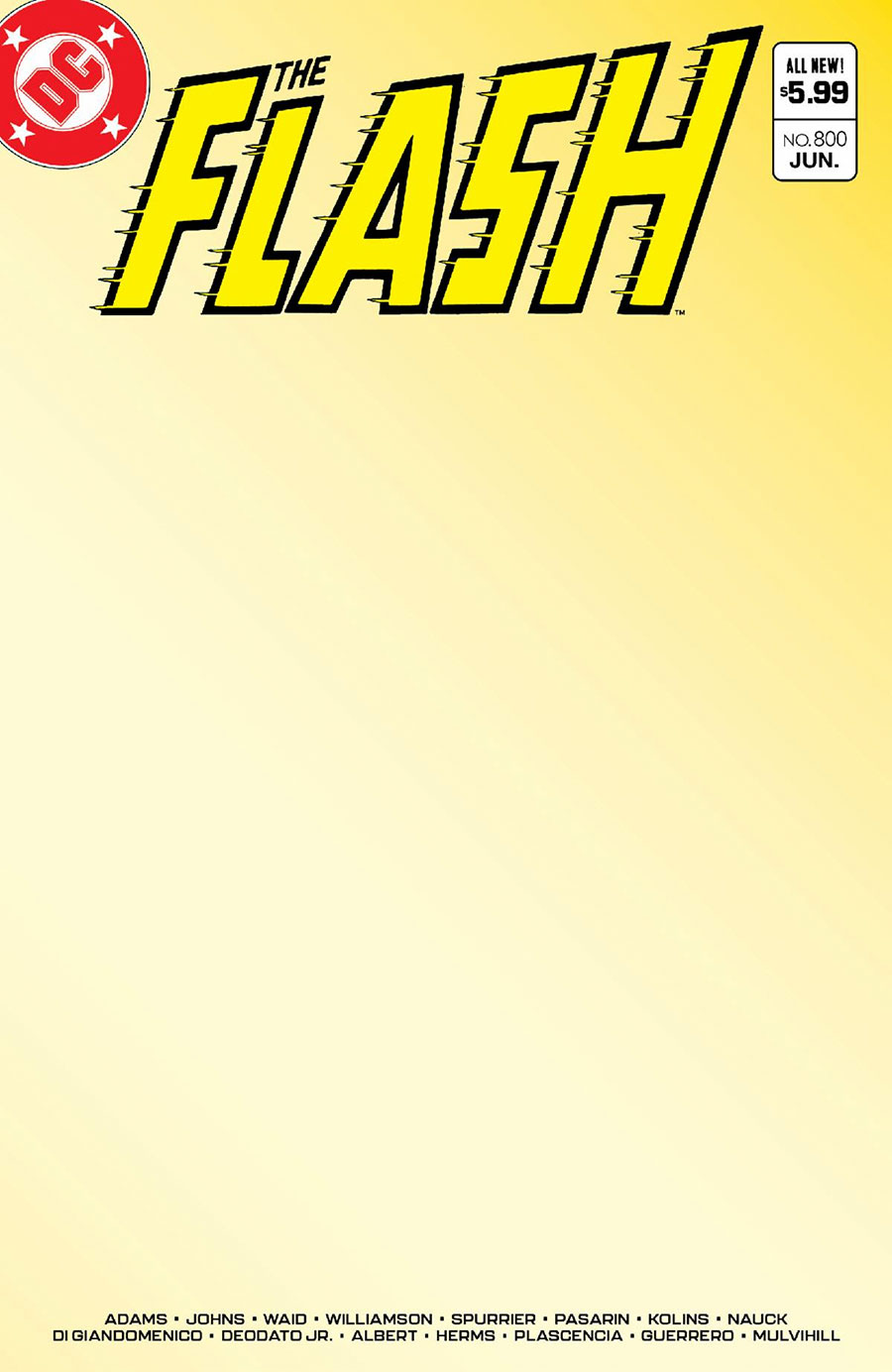 Flash Vol 5 #800 Cover I Variant Blank Card Stock Cover