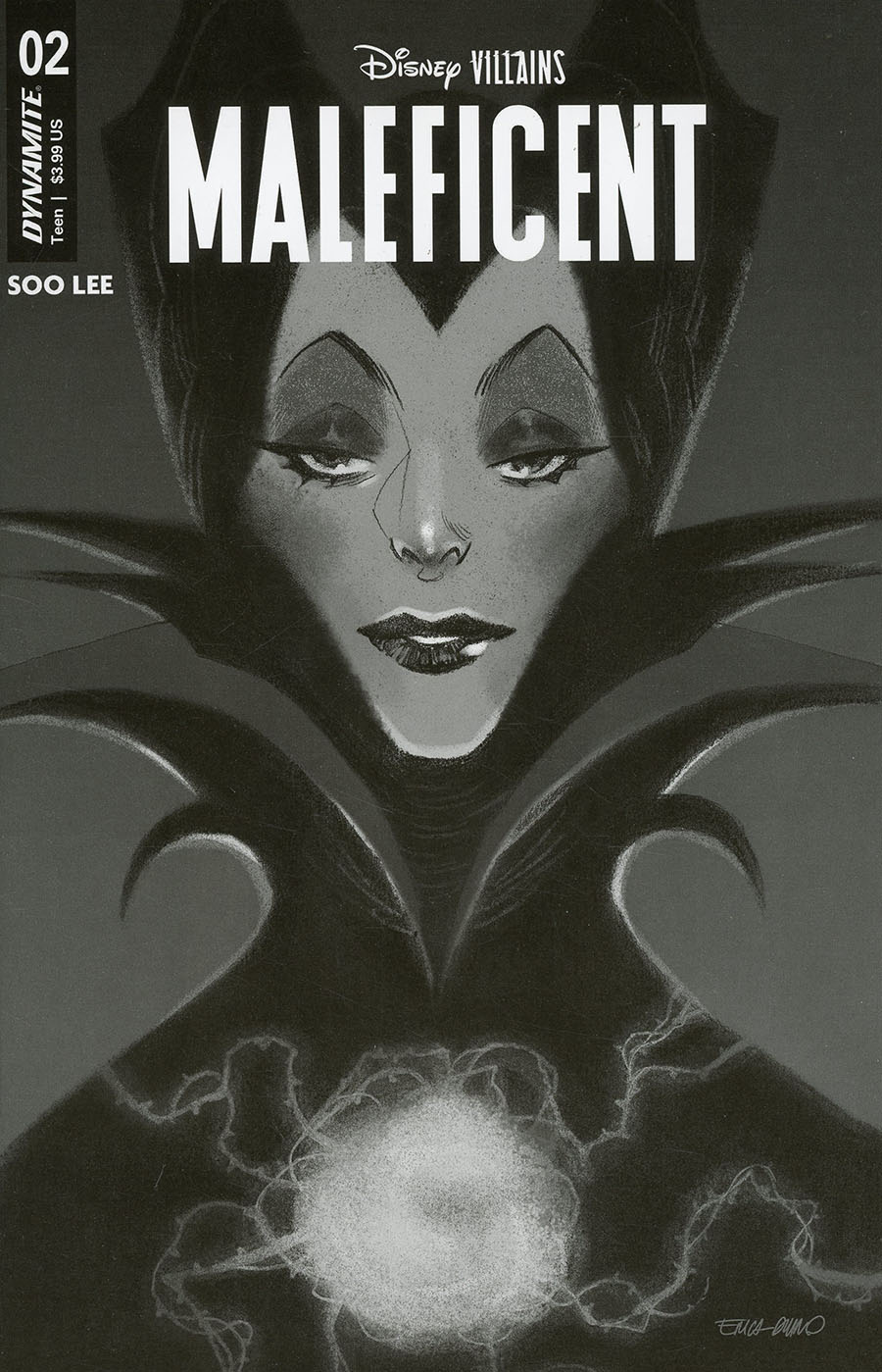 Disney Villains Maleficent #2 Cover S Incentive Erica Durso Black & White Cover