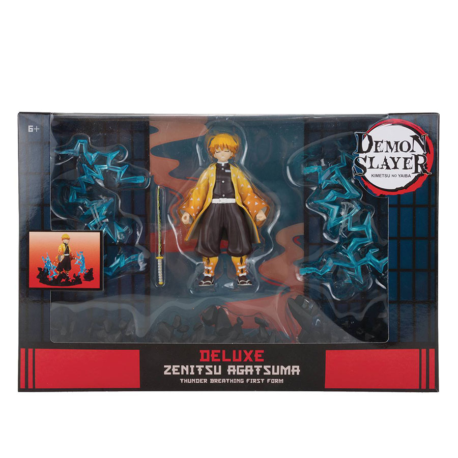 Demon Slayer Kimetsu No Yaiba 5-Inch Action Figure Wave 1 Deluxe Zenitsu Agatsuma Thunder Breathing First Form Case