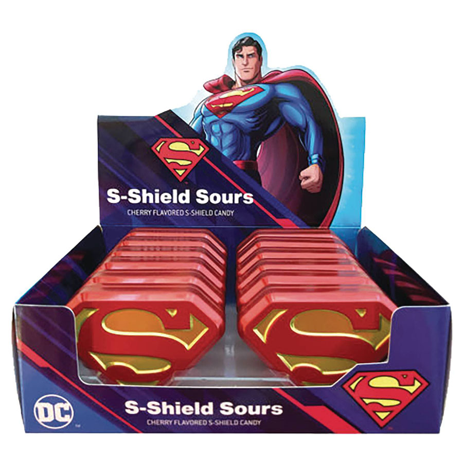DC Superman S-Shield Sour Candy Tin Display