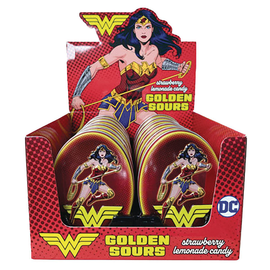 DC Wonder Woman Golden Sour Candy Tin Display