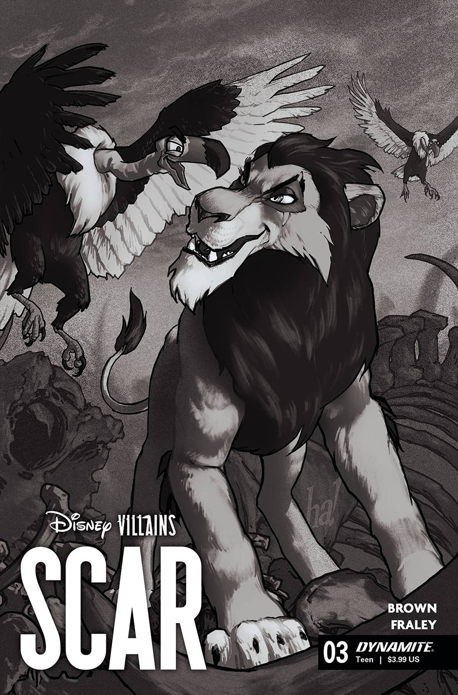 Disney Villains Scar #3 Cover T Incentive Gene Ha Black & White Cover