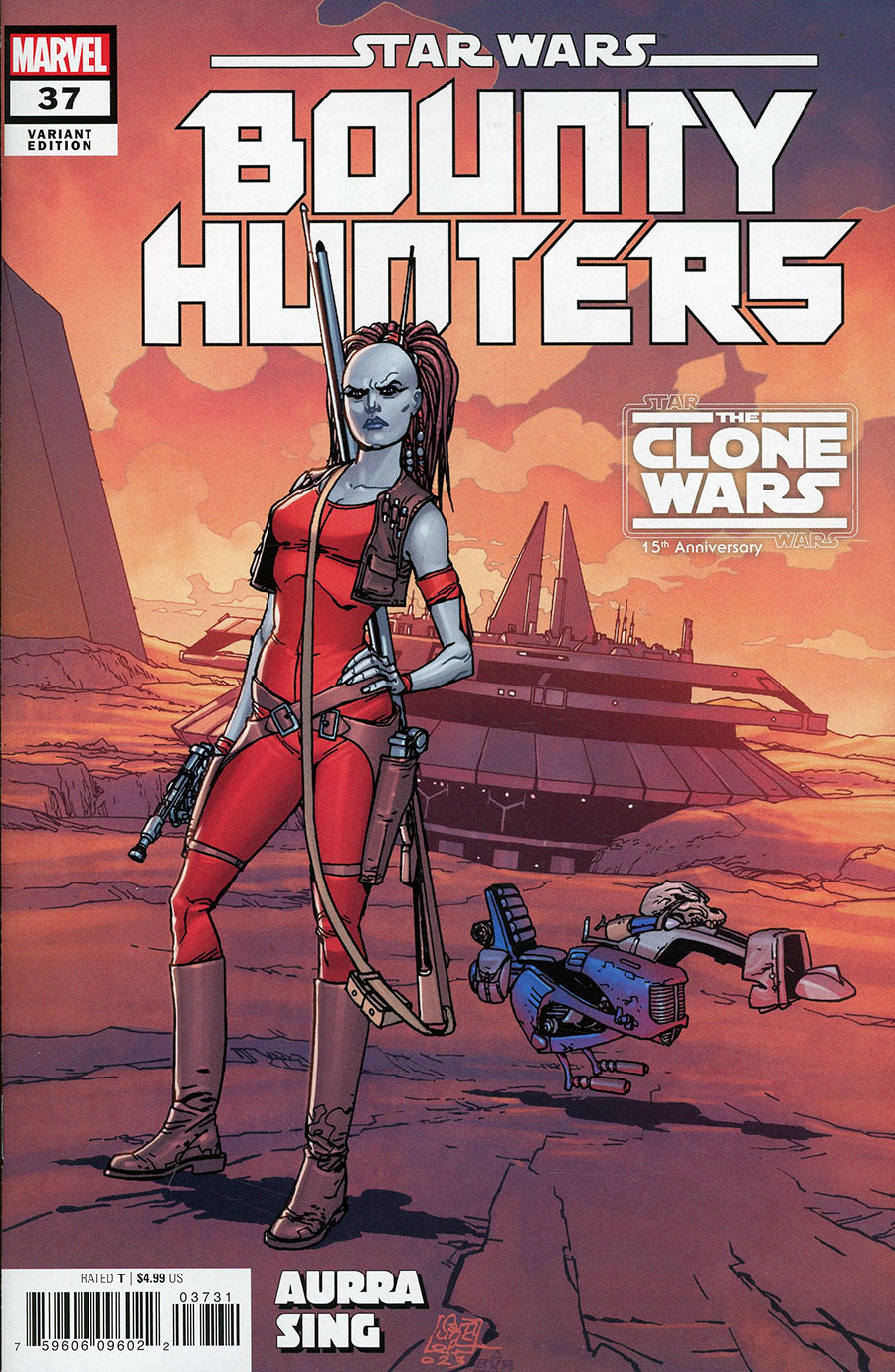 Star Wars Bounty Hunters #37 Cover C Variant Giuseppe Camuncoli Star Wars Clone Wars 15th Anniversary Aurra Sing Cover (Dark Droids Tie-In)