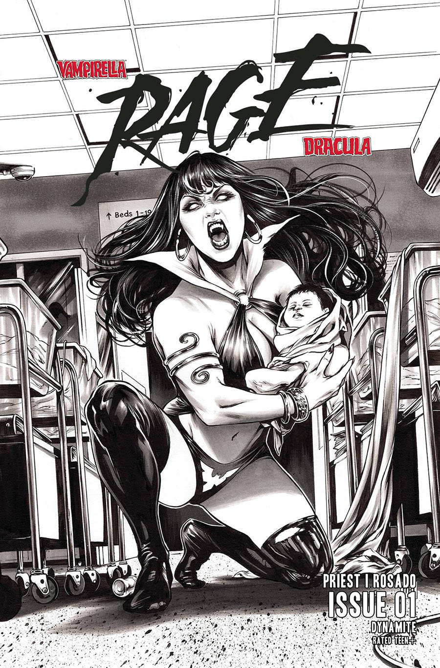 Vampirella Dracula Rage #1 Cover I Incentive Mike Krome Black & White Cover