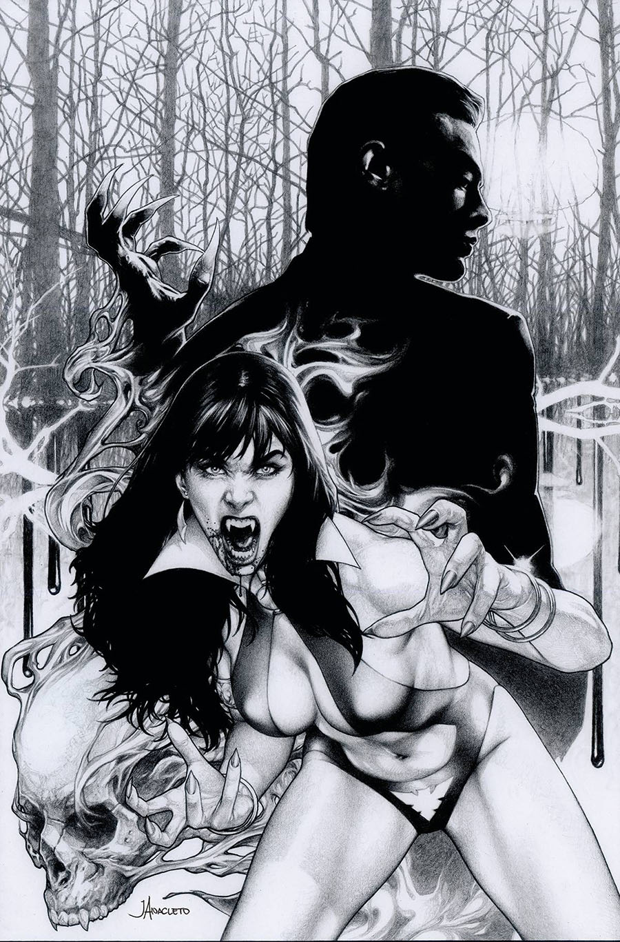 Vampirella Dracula Rage #1 Cover O Incentive Jay Anacleto Line Art Virgin Cover