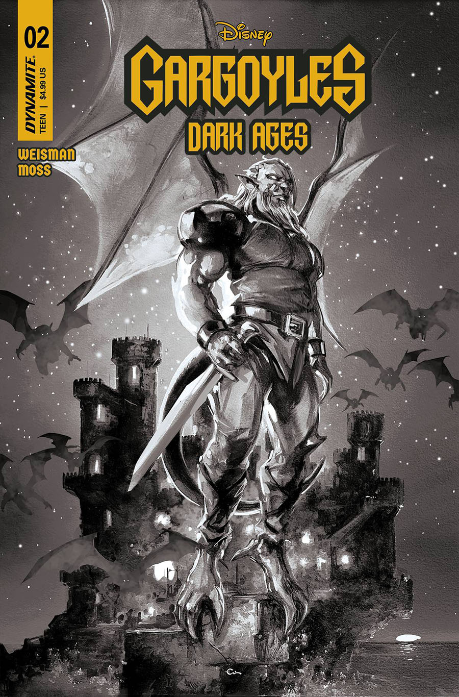 Gargoyles Dark Ages #2 Cover H Incentive Clayton Crain Black & White Cover