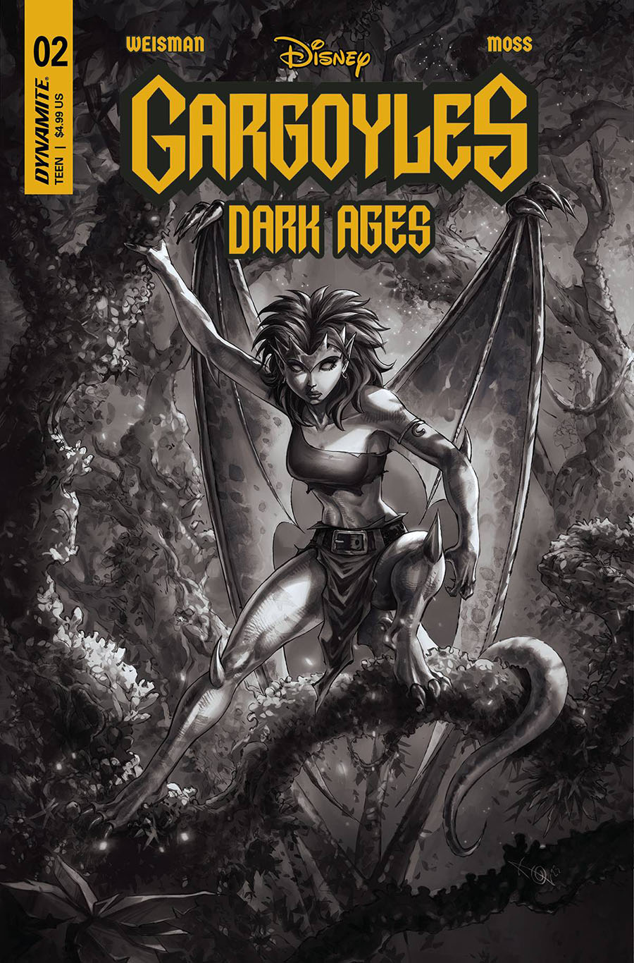 Gargoyles Dark Ages #2 Cover I Incentive Alan Quah Black & White Cover