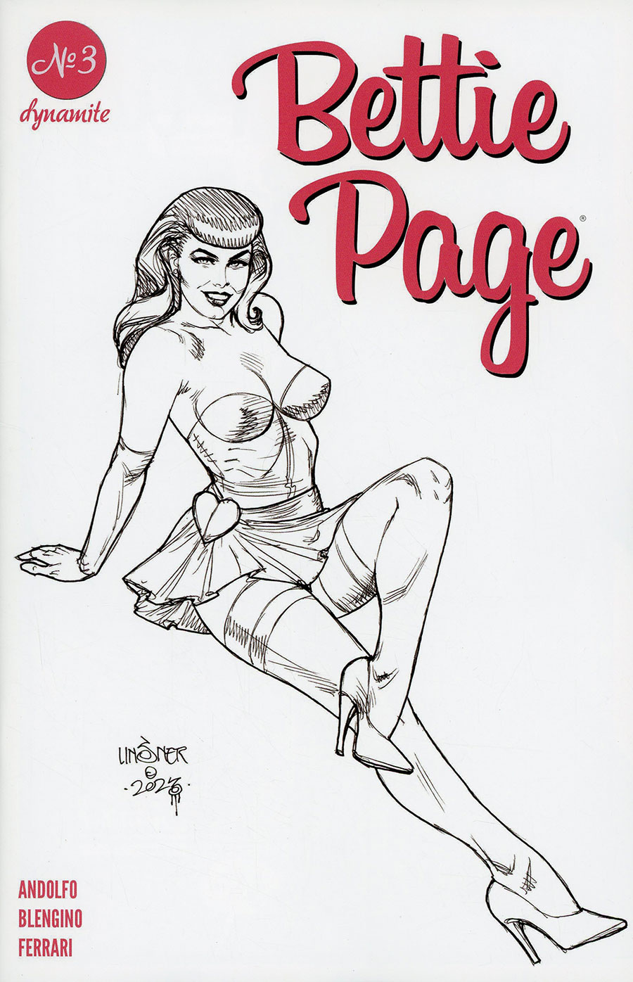 Bettie Page Vol 4 #3 Cover F Incentive Joseph Michael Linsner Line Art Cover