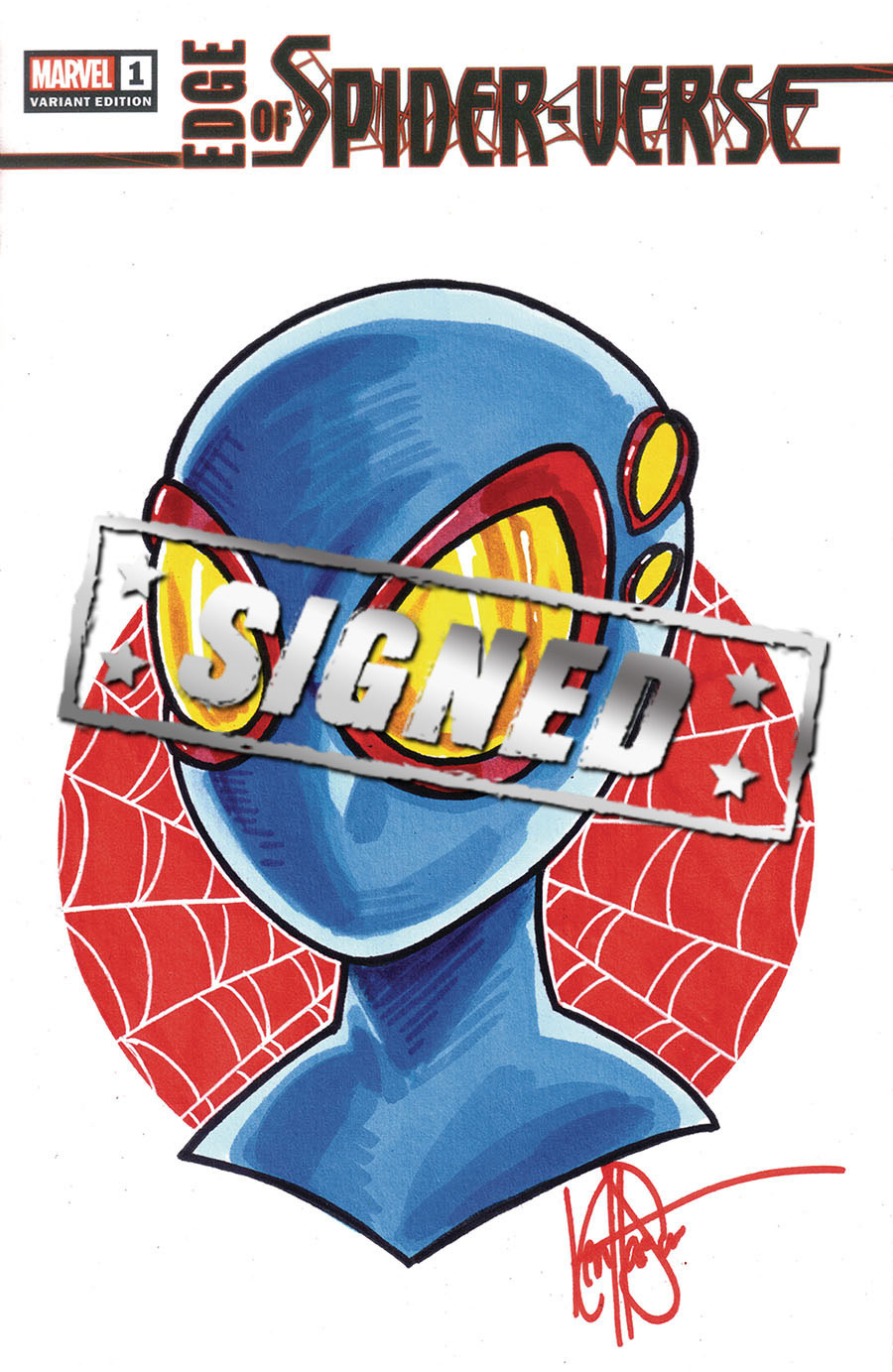 Marvel Comics Blank Variant Commissioned Cover Art Signed & Remarked By Ken Haeser With A Spider-Boy Hand-Drawn Sketch