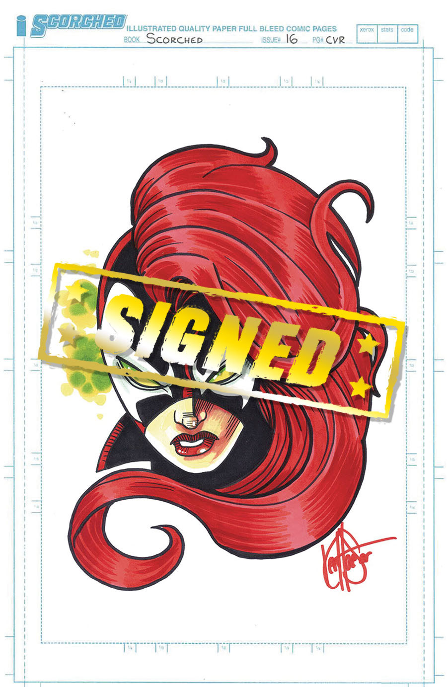 Scorched #16 Cover D DF Blue Line Blank Variant Commissioned Cover Art Signed & Remarked By Ken Haeser