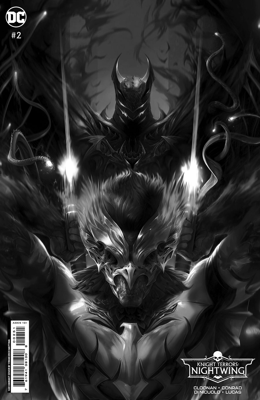 Knight Terrors Nightwing #2 Cover E Incentive Francesco Mattina Black & White Card Stock Variant Cover