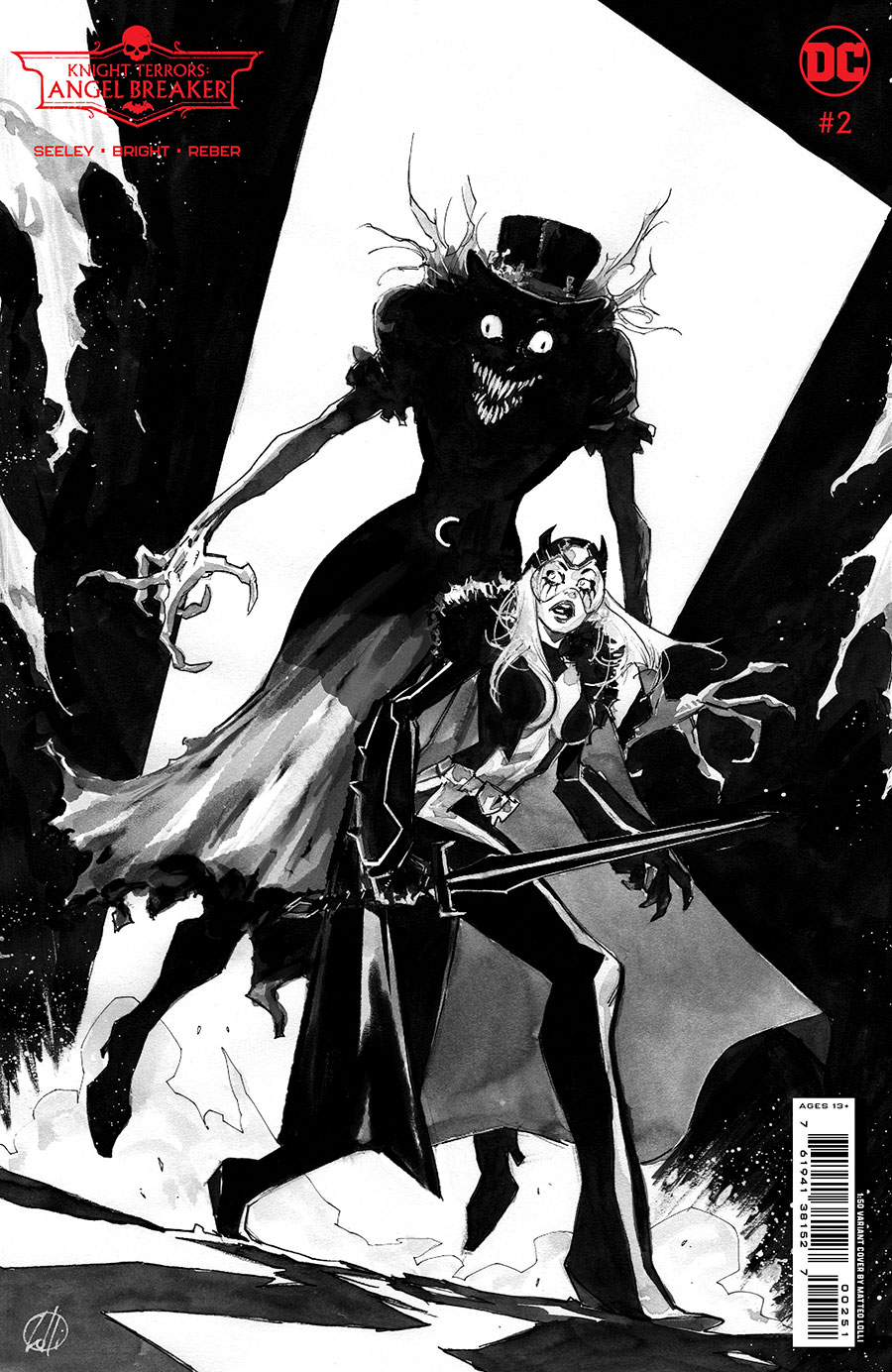 Knight Terrors Angel Breaker #2 Cover E Incentive Matteo Lolli Black & White Card Stock Variant Cover